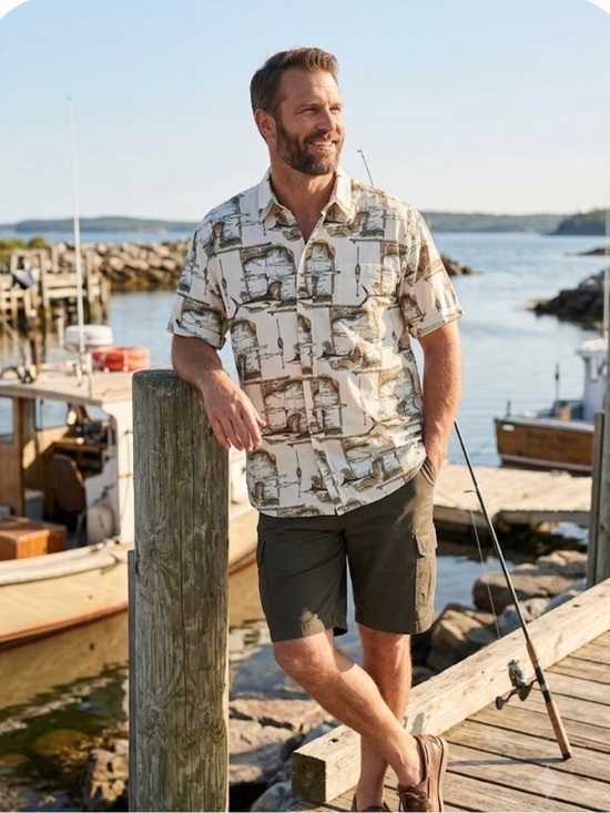 Monte Carlo Other - Monte Carlo Men’s Vintage Style Fishing Map Print Short Sleeve Shirt